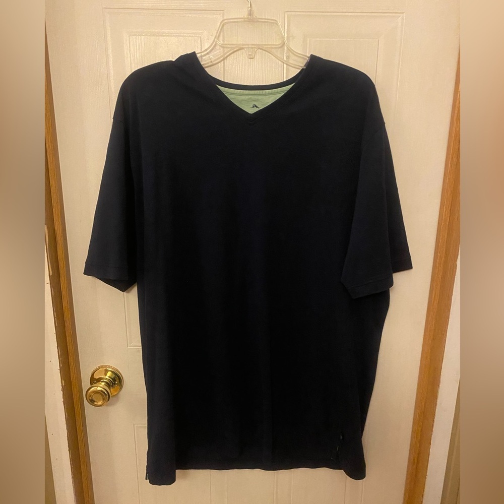 Tommy Bahama Navy V Neck Pima Cotton Tee